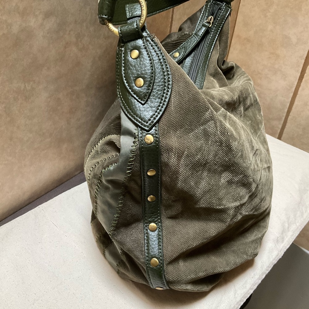 *REHAB* Tommy Hilfiger Vintage y2k bag Olive GREEN stripped Satchel Handbag - Picture 3 of 16